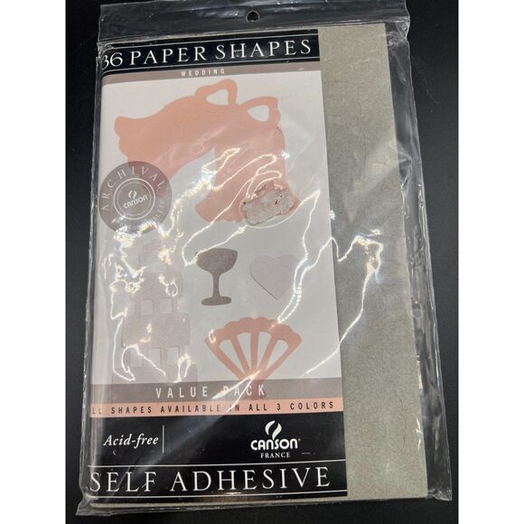 Canson France Wedding Paper Shapes – 36 Self-Adhesive Acid-Free Embellishments - Picture 1 of 3
